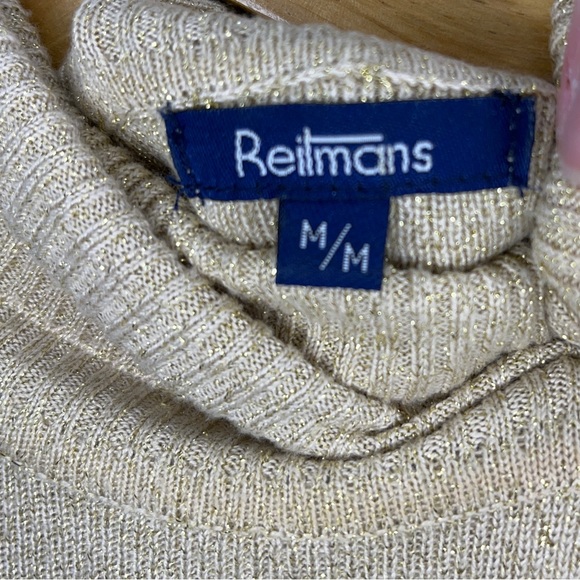 Reitmans Yellow and Gold Metallic Detail Tank Top Turtle Neck + Cardigan - Picture 3 of 10